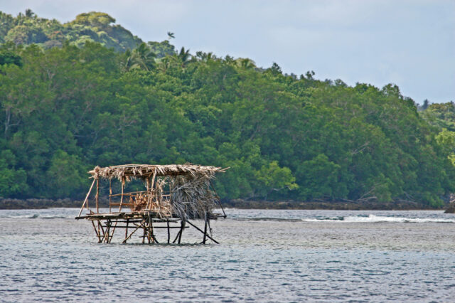 Bamboo and palm fishing hut off Epi Shefa Province Vanuatu